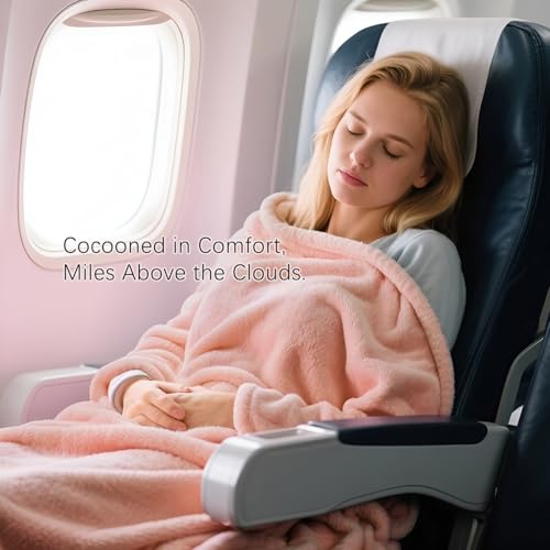 Large Soft Travel Blanket and Inflatable Pillow Set