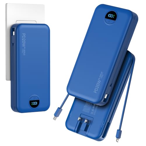 20000mAh Ultra Portable Charger Power Bank with inBuilt Cables&AC Wall Plug