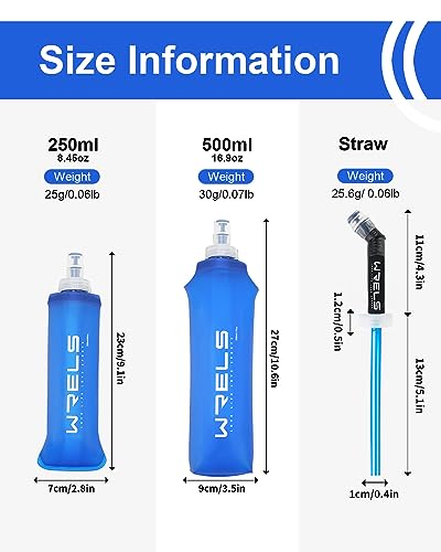 TPU Running Water Bottle with Straw for Hydration Vest Pack BPA (2 Count)