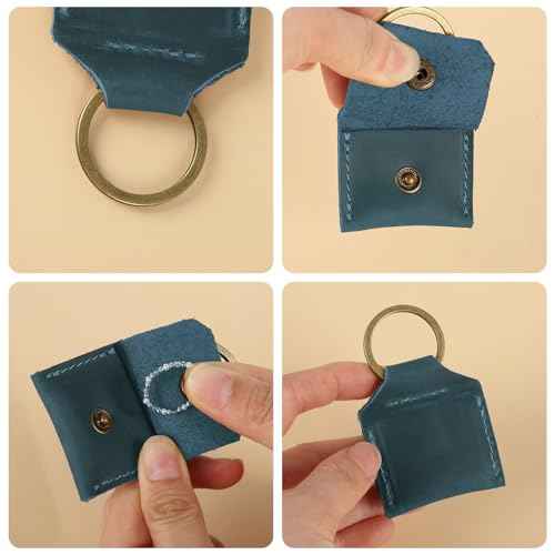 Genuine Leather SD Card Holder Keychain