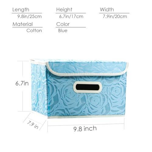 Collapsible Storage Boxes with Lids Fabric Decorative Storage Bins Cubes Organizer Containers Baskets with Cover Handles Divider for Bedroom Closet Living Room 9.8x7.9x6.7 Inch 3 Pack (3 Count)