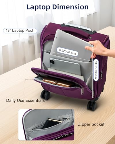 16 Inch Underseat Mini Carry On Luggage with Spinner Wheels