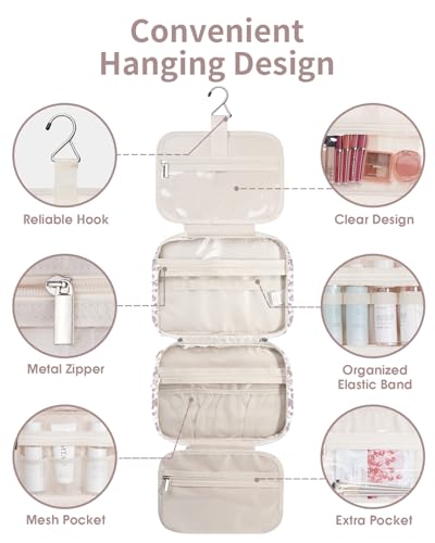 Hanging Floral Toiletry Bag for Women Travel Makeup Bag Organizer Toiletries Bag for Travel Size Essentials Accessories Cosmetics