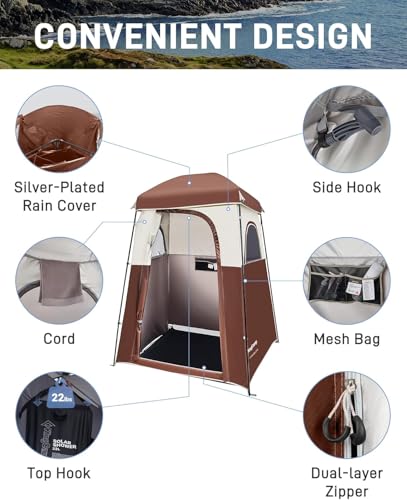 Oversize Space Privacy Camping Outdoor Shower Enclosure Portable Shower Tent for Camping 1 Room Brown Changing Tent Dressing Room