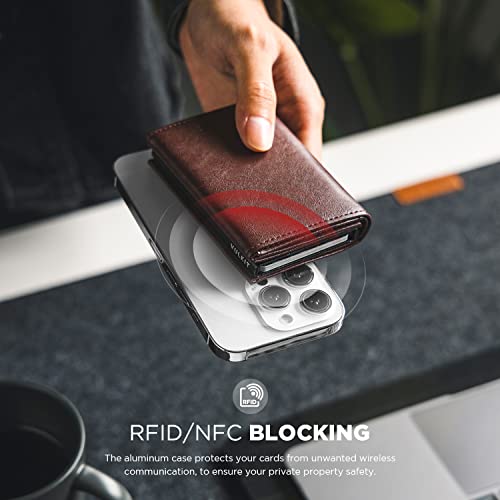 Pop up Card Wallet Minimalist Cash Wallets RFID Blocking Leather Smart Credit Card Holder with ID window for Men