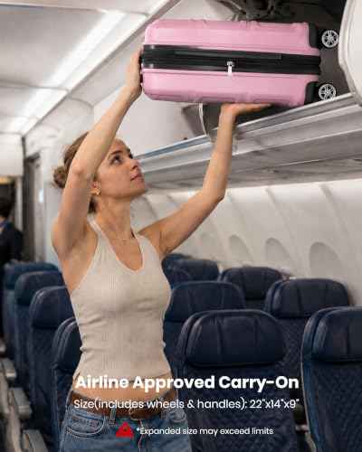 Carry On Luggage 22x14x9 Airline Approved with Spinner Wheels