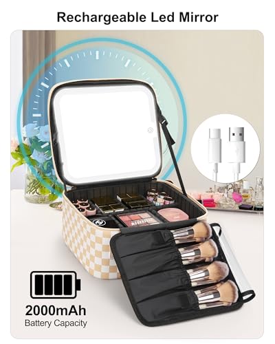 Travel Makeup Bag With LED Mirror