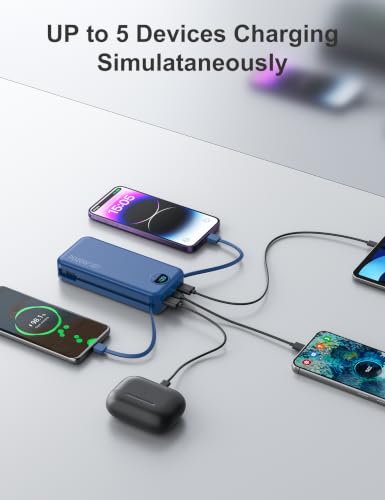 20000mAh Ultra Portable Charger Power Bank with inBuilt Cables&AC Wall Plug