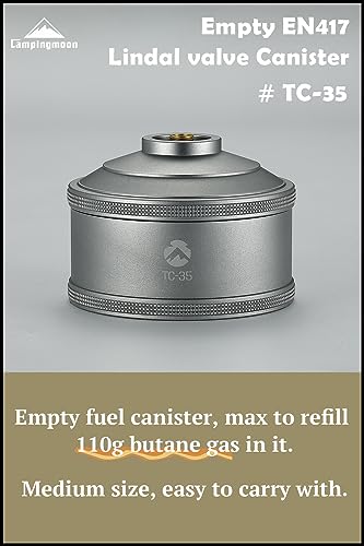 CAMPINGMOON Replacement Empty Refillable Gas Fuel Cylinder Standard for Backpacking Camping Stove EN417 Lindal Valve 110g TC