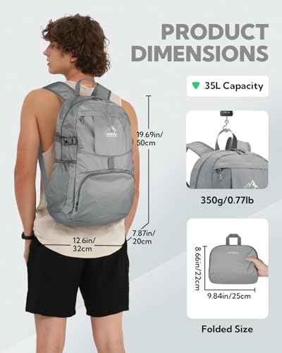 Large Lightweight Packable Hiking Backpack Foldable Travel Daypack