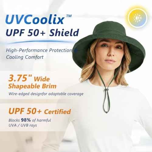 UVCoolix Women's UPF 50+ Wide Brim Cooling Sun Hat