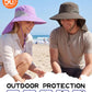 Outdoor UPF50+ Sun Hat Wide Brim Mesh Fishing Hat with Neck Flap