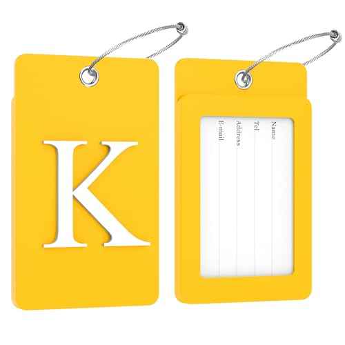 2 Pack Initial Luggage Tags for Suitcases Airplane Travel Essentials (2 Count)