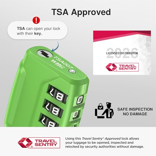 2 TSA Approved Luggage Locks 4 Digit Code Cable Lock Basic Green (2 Count)