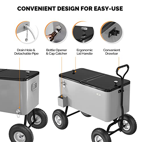 80 Quart Wagon Rolling Cooler Ice Chest