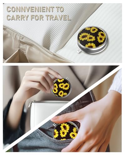 Pill Box 3 Compartment Portable Travel Medicine Box with Mirror