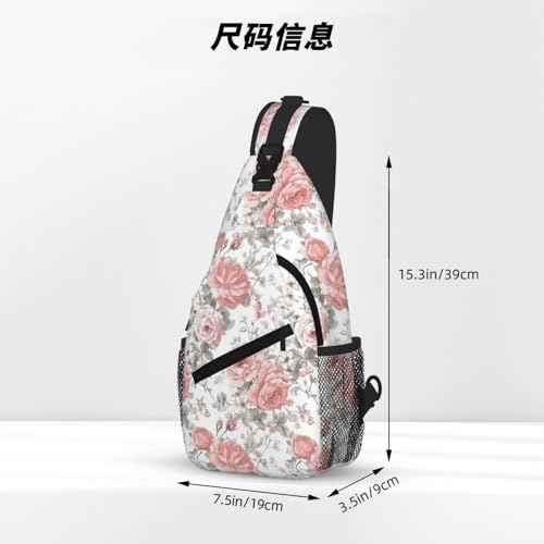 Sling Bag Floral Vintage Hiking Daypack Crossbody Shoulder Backpack Travel Chest Pack for Men Women