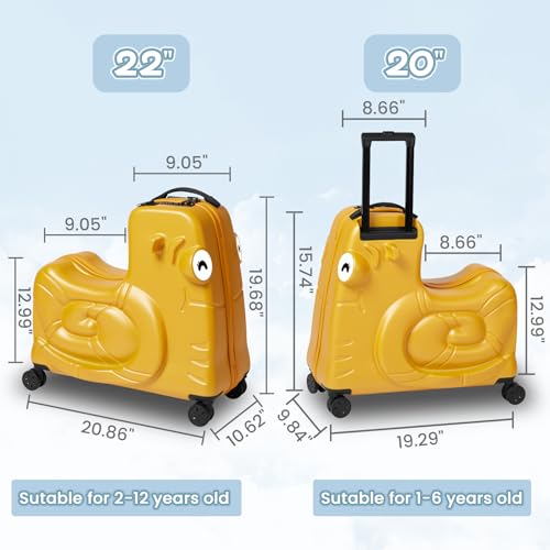 Kids Ride on Luggage with Spinner Wheels Suitcase