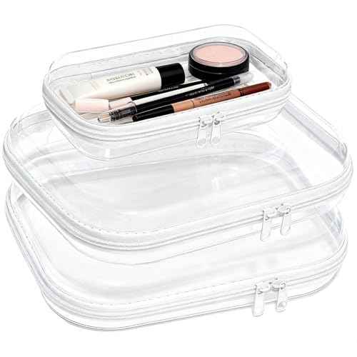 3PCS Clear Hard Plastic Zipper Case (3 Count)