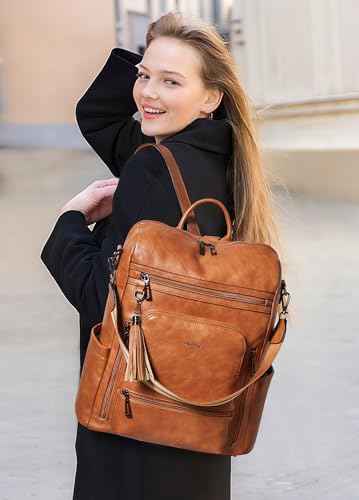 Vegan Leather Laptop Backpack for Women 15.6 inch Work Backpack Fashion Travel Backpack Purse for Business College