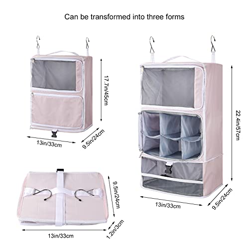 Travel Portable Hanging Shelves Closet Organizer Packing Luggage Storage with Multifunctional and Foldable Invisible Compartment
