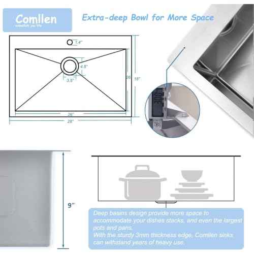28 inch Drop in Kitchen Sink