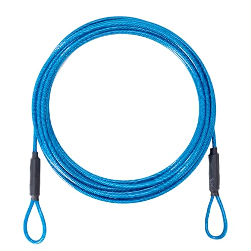 3.3mm (1/8 Inch) Outdoor Travel Security Cable-3/4/6/10/15/20/30ft Luggage Lock Safety Wire Flexible Steel Wire Rope with Double Loop Safety for Luggage, Bike, Lock (Blue, 20ft-(1Pack)