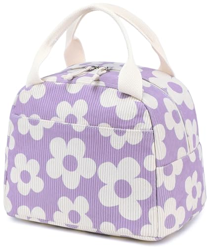 Lunch Bag for Women Men Cute Corduroy Lunch Tote Bags Reusable Insulated Lunch Box Large Capacity Reusable Insulated Cooler for Work Picnic or Travel