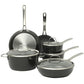 Kitchen Essentials Cool Commune Hard Anodized 10 Piece PFA Free Ceramic Non stick Interior Forged Durable Aluminum Pots and Pans Cookware Set
