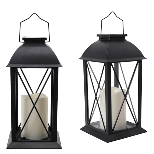 Solar Lanterns Outdoor Waterproof 2 Pack 12 Inch Solar Light with Candles (2 Count)