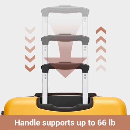 Carry On Suitcase 20in Expandable ABS+PC Airline Approved Yellow