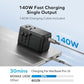 5-in-1 Universal Travel Adapter, GaN 140W International Power Adapter, 3 USB-C PD Fast Charging & 1 USB-A QC, 1 AC, All-in-one International Plug Adapter for Travel European UK AUS JP