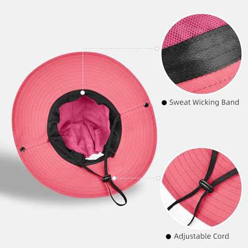 Ponytail Sun Bucket Hats for Women UV Protection Foldable Wide Brim