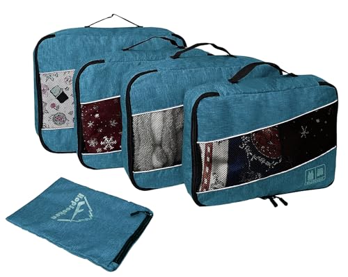 5 Set Packing Cubes for Travel Large Suitcase Luggage Organizer Bags Travel Accessories Vacation 4 Cubes 1 Laundry Pouch Bag (5 Count)