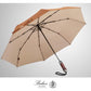 Folding Umbrella Lux Hardwood Handle Herringbone Gold Flame
