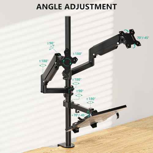 Dual Monitor and Laptop Stand for 17" Notebook and 32" Screens