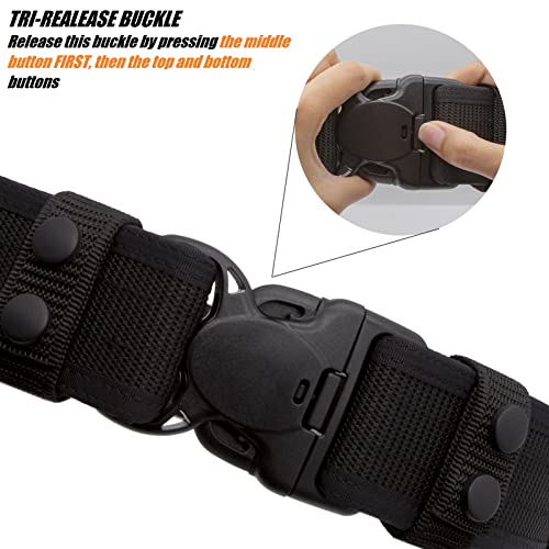 Duty Belt w Hook Lining 4 Keepers Police Law Enforcement Correctional Officer Security 2" Black Nylon Outer Belt XXL