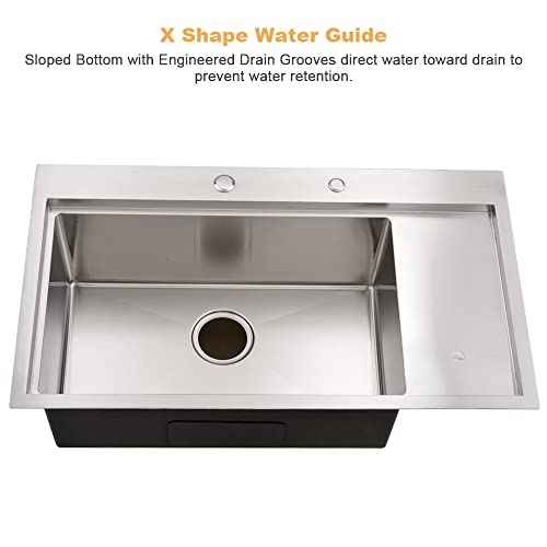 33 Inch Drop In Kitchen Sink with Cup Washer Workstation