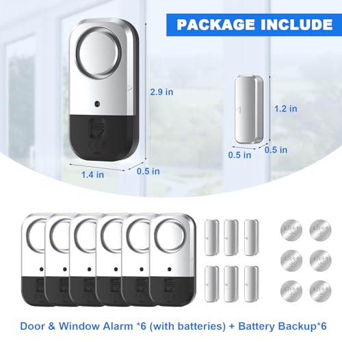 Door Window Alarm Sensors (6 Count)