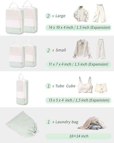6 Set Compression Packing Cubes for Travel Women Men