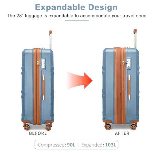 28 Inch Luggage Expandable Suitcase with Spinner Wheels TSA Lock