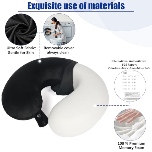 Travel Pillow 100% Pure Memory Foam Travel Neck Pillow