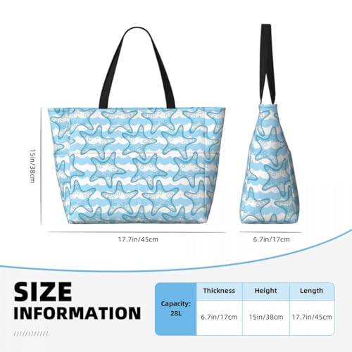 Waterproof Beach Tote Pool Bags for Women Ladies Extra Large Gym Tote Carry On Bag Wave starfish With Wet Compartment for Weekender Travel
