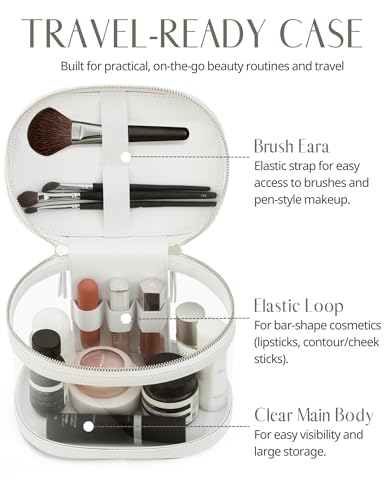Clear Makeup Train Case Vanity Bag Make Up Travel Bag with Brush Holder