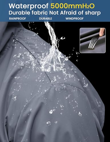 Men's Packable Rain Jacket Long Raincoat With Hood Mens Raincoat With Pockets
