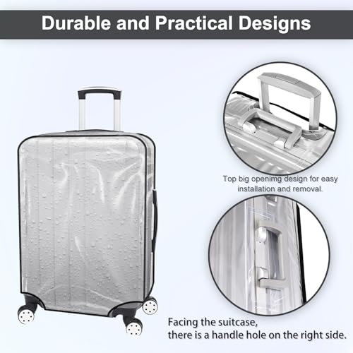 3 Piece Clear Luggage Cover Set Fits 20 24 28 Inch Suitcase (3 Count)