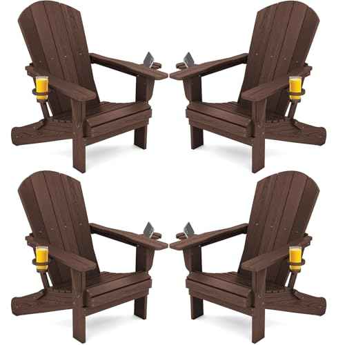 Outdoor Adirondack Chair Set of 4 with Cup Holders (4 Count)