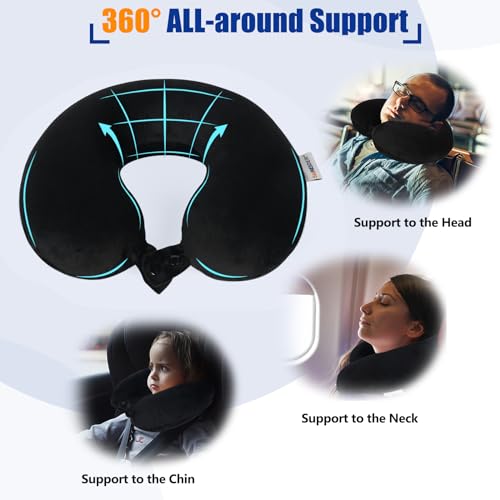 Neck Pillows for Travel 100% Memory Foam Adjustable Travel Pillows with Storage Bag