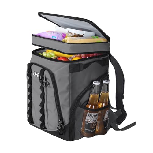 Cooler Bags Insulated Lunch Bags for Women Men 18hour 36cans Cooling for Camping Beach Picnic Travel Waterproof Backpack Cooles Insulated Leak Proof Gray 30L (36 Count)