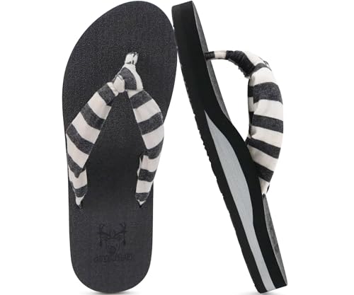 Flip Flops for Women Arch Support Summer Beach Sandals Black Size 5